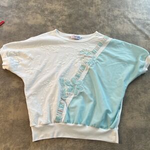 Vintage Sweatshirt American Spectator Women's M Floral Cropped Cottage Tee